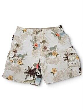 No Bad Days Floral Print Board Shorts Swim Trunks Men's Size L